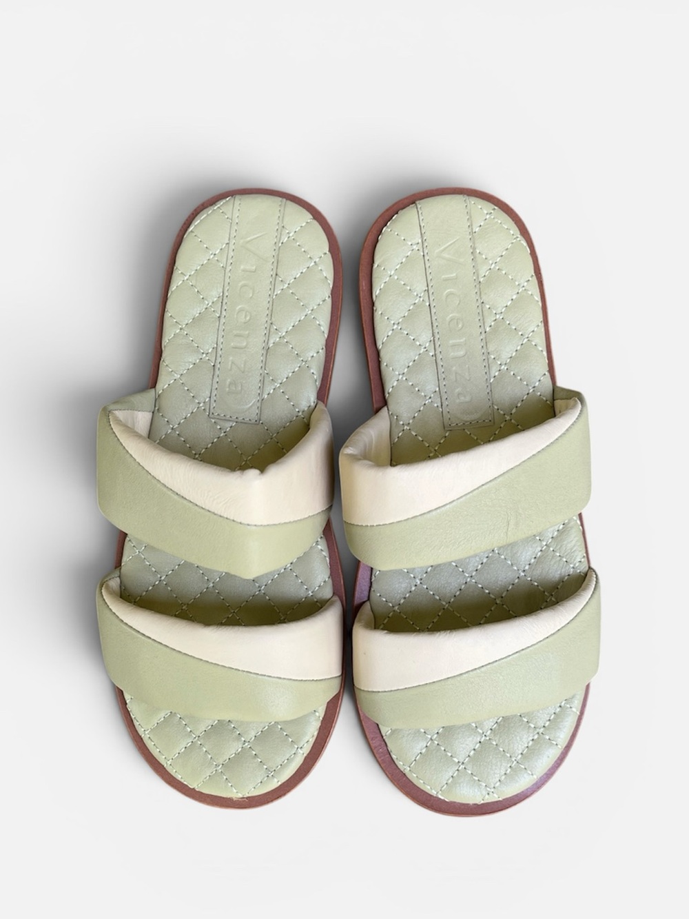 Free People Vicenza Golden Hour Slip-On Sandal in Sage/Cream Size EU 37; US 7